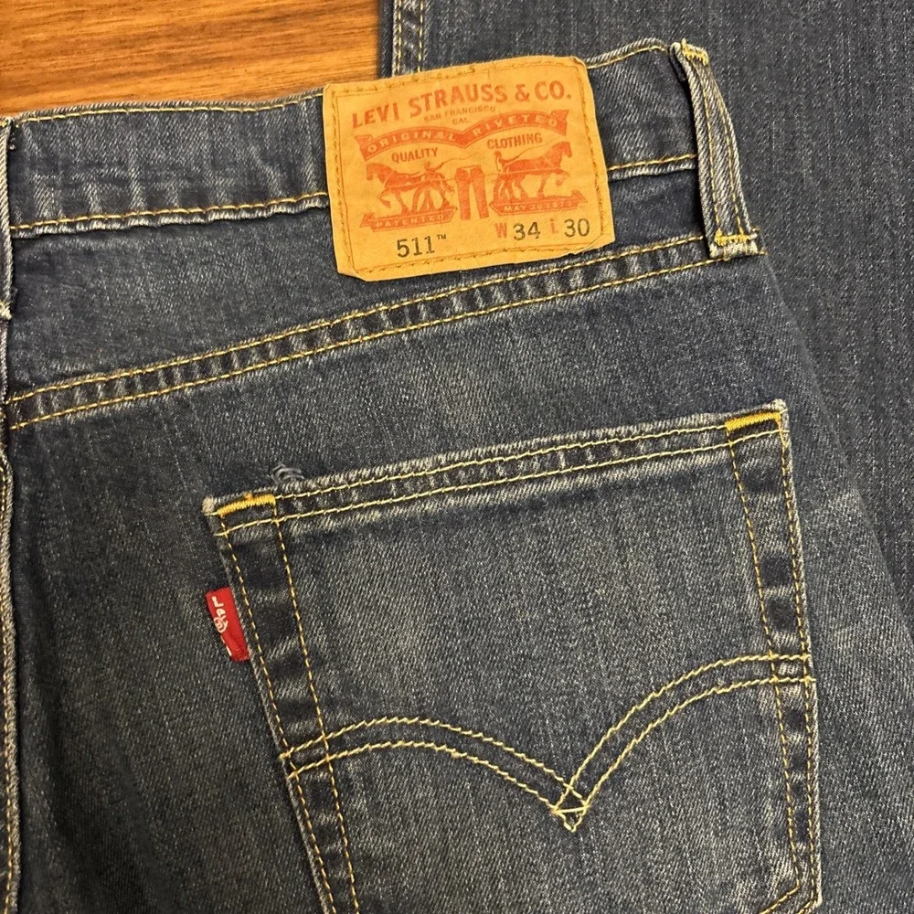 Levi's 511 Slim Straight Jeans Mens 34x30 Blue Denim Medium Wash Casual Classic‎